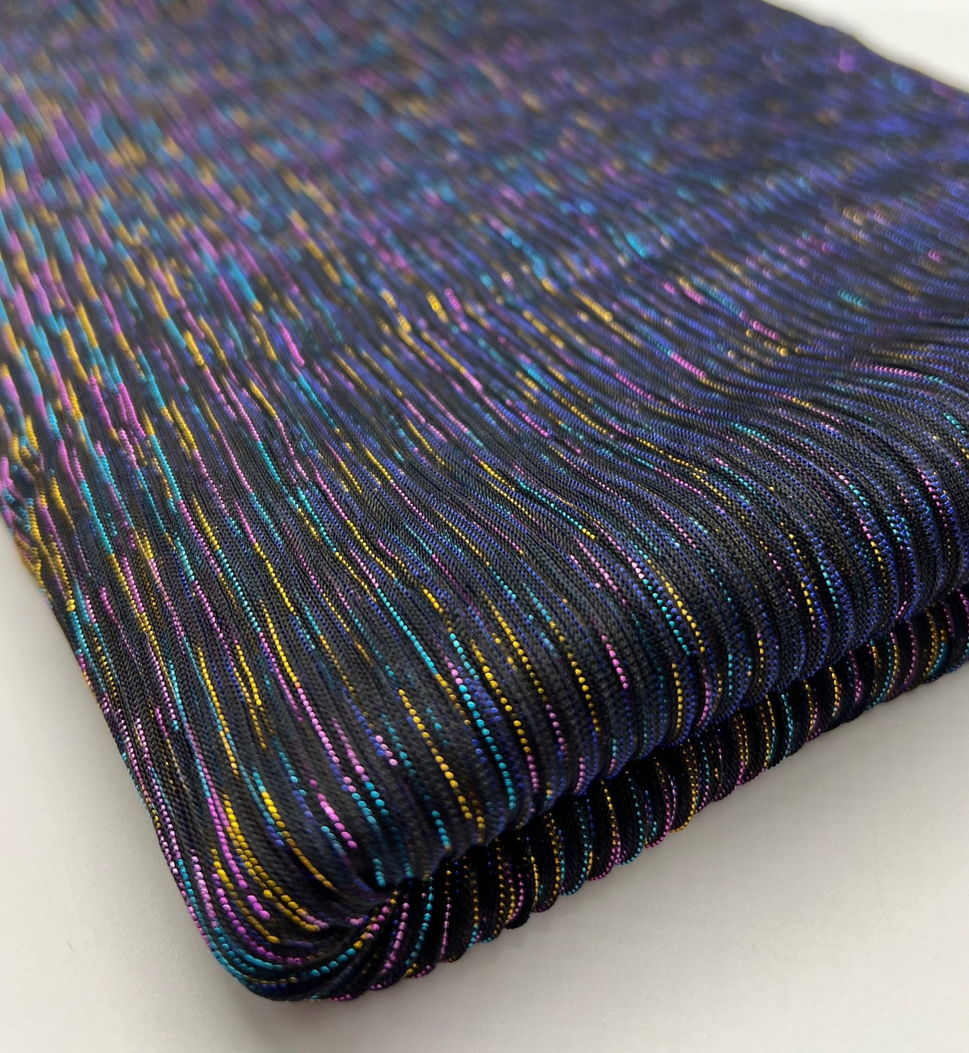 Lightweight Shiny Multi Thread Plisse Pleated Stretch Fabric - T9 Fabrics